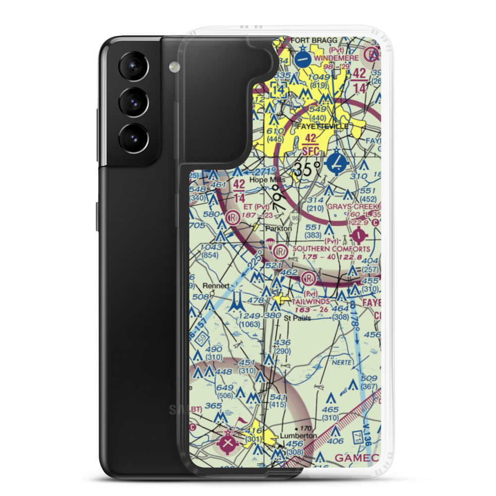 Southern Comforts Aerodrome (61NC) VFR Sectional Samsung Case Samsung Galaxy S21 Plus model shown