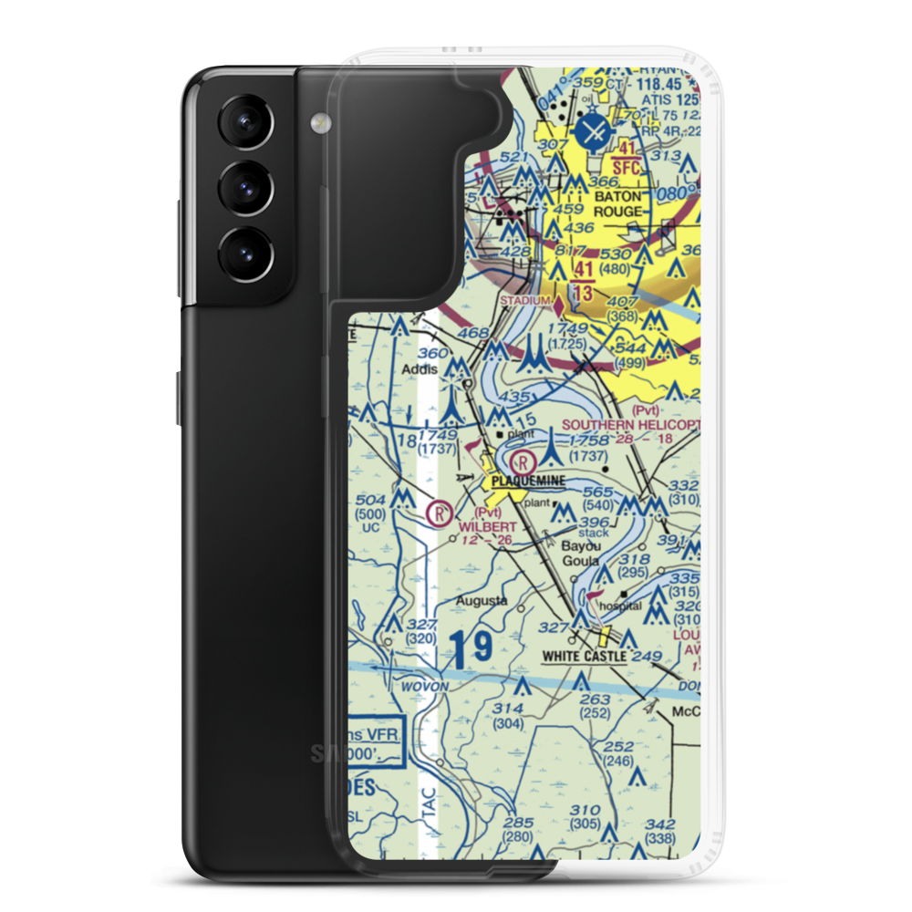 Southern Helicopters Airport (21LA) VFR Sectional Samsung Case Samsung Galaxy S21 Plus model shown