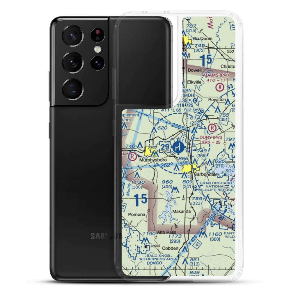 Southern Illinois Airport (MDH) VFR Sectional Samsung Case Samsung Galaxy S21 Ultra model shown