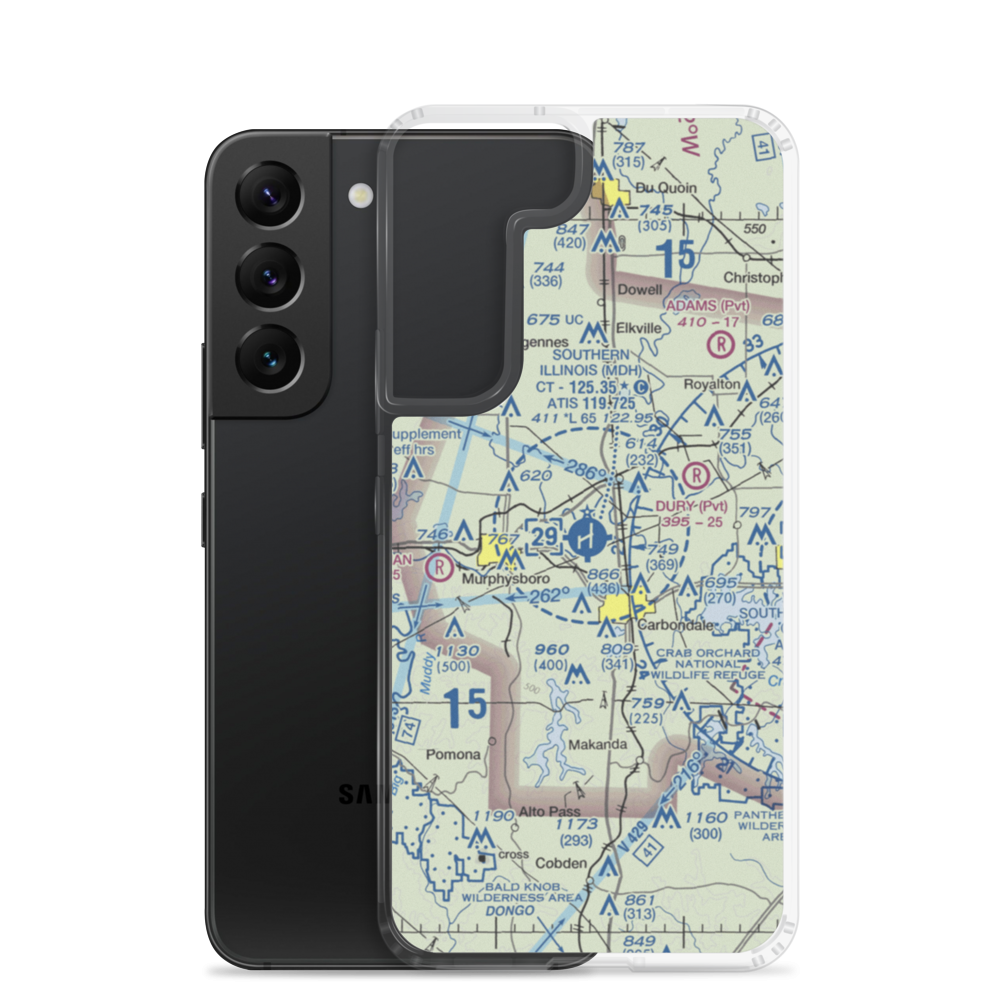 Southern Illinois Airport (MDH) VFR Sectional Samsung Case Samsung Galaxy S22 model shown