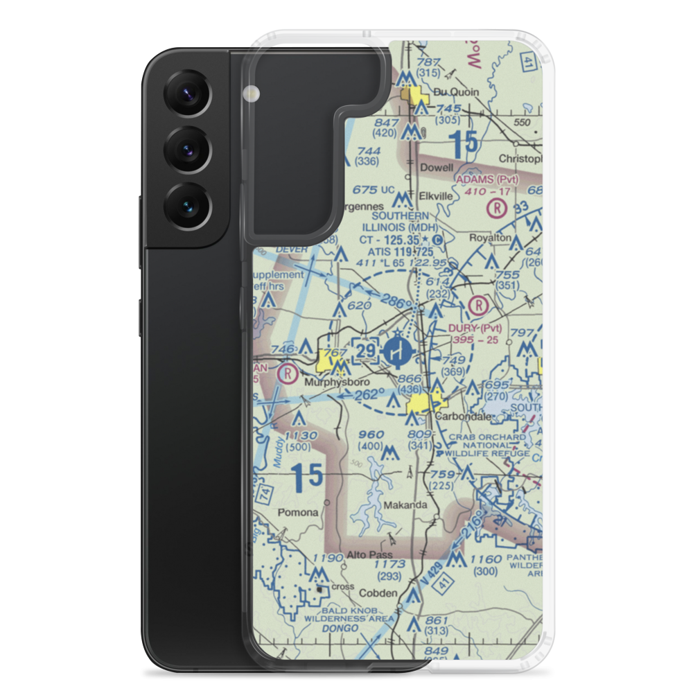 Southern Illinois Airport (MDH) VFR Sectional Samsung Case Samsung Galaxy S22 Plus model shown