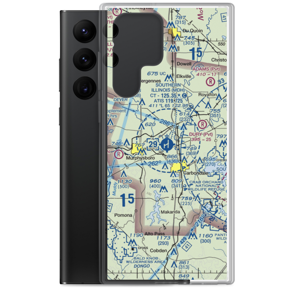 Southern Illinois Airport (MDH) VFR Sectional Samsung Case Samsung Galaxy S22 Ultra model shown