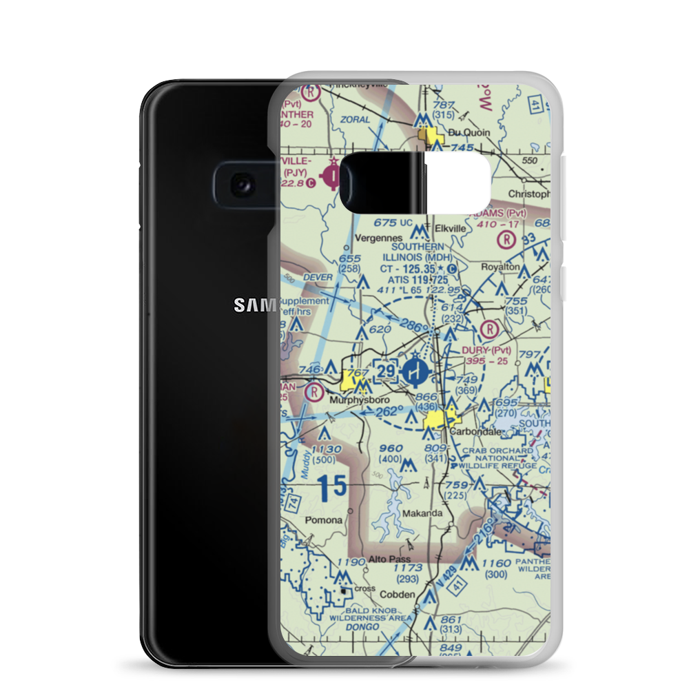 Southern Illinois Airport (MDH) VFR Sectional Samsung Case Samsung Galaxy S10e model shown