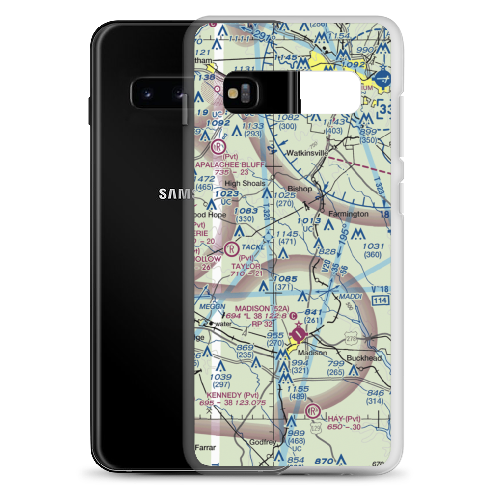 Southern Oaks Airport (GE35) VFR Sectional Samsung Case Samsung Galaxy S10+ model shown