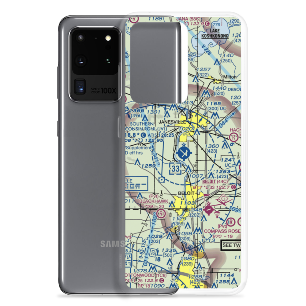 Southern Wisconsin Regional Airport (JVL) VFR Sectional Samsung Case Samsung Galaxy S20 Ultra model shown
