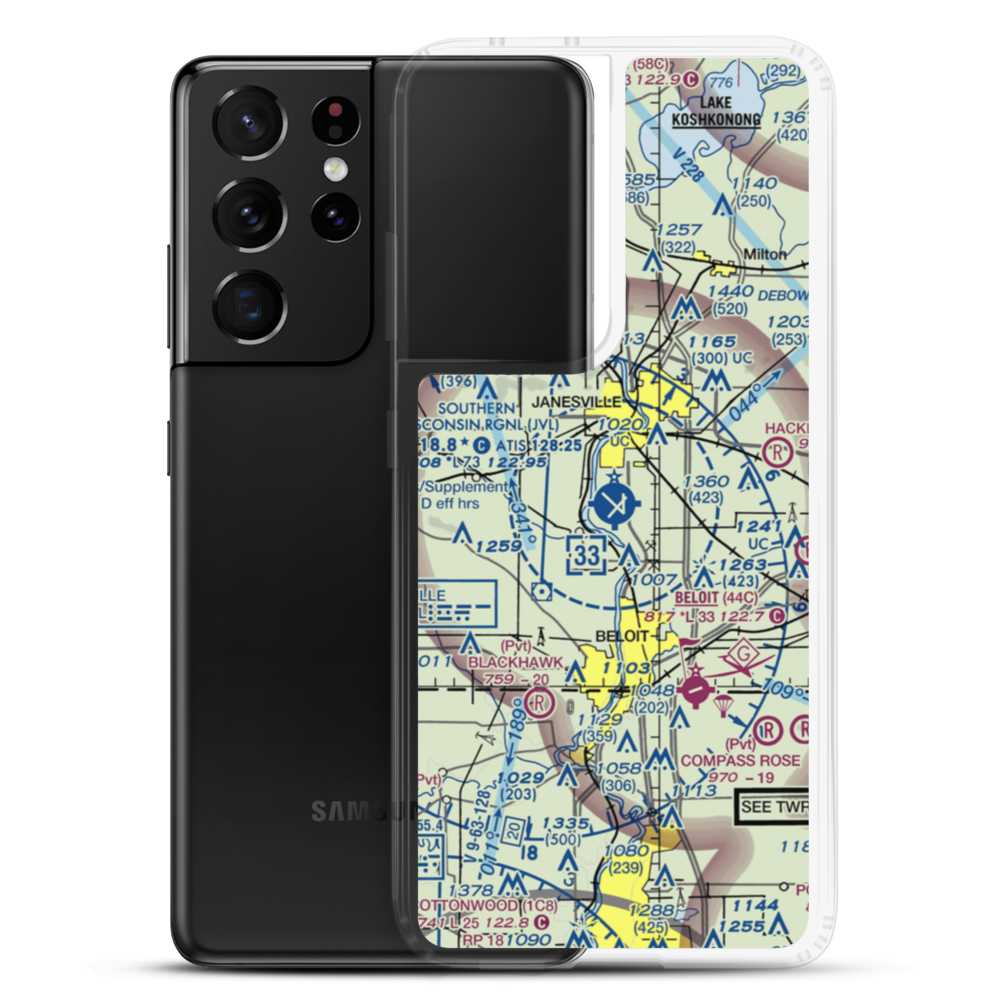 Southern Wisconsin Regional Airport (JVL) VFR Sectional Samsung Case Samsung Galaxy S21 Ultra model shown