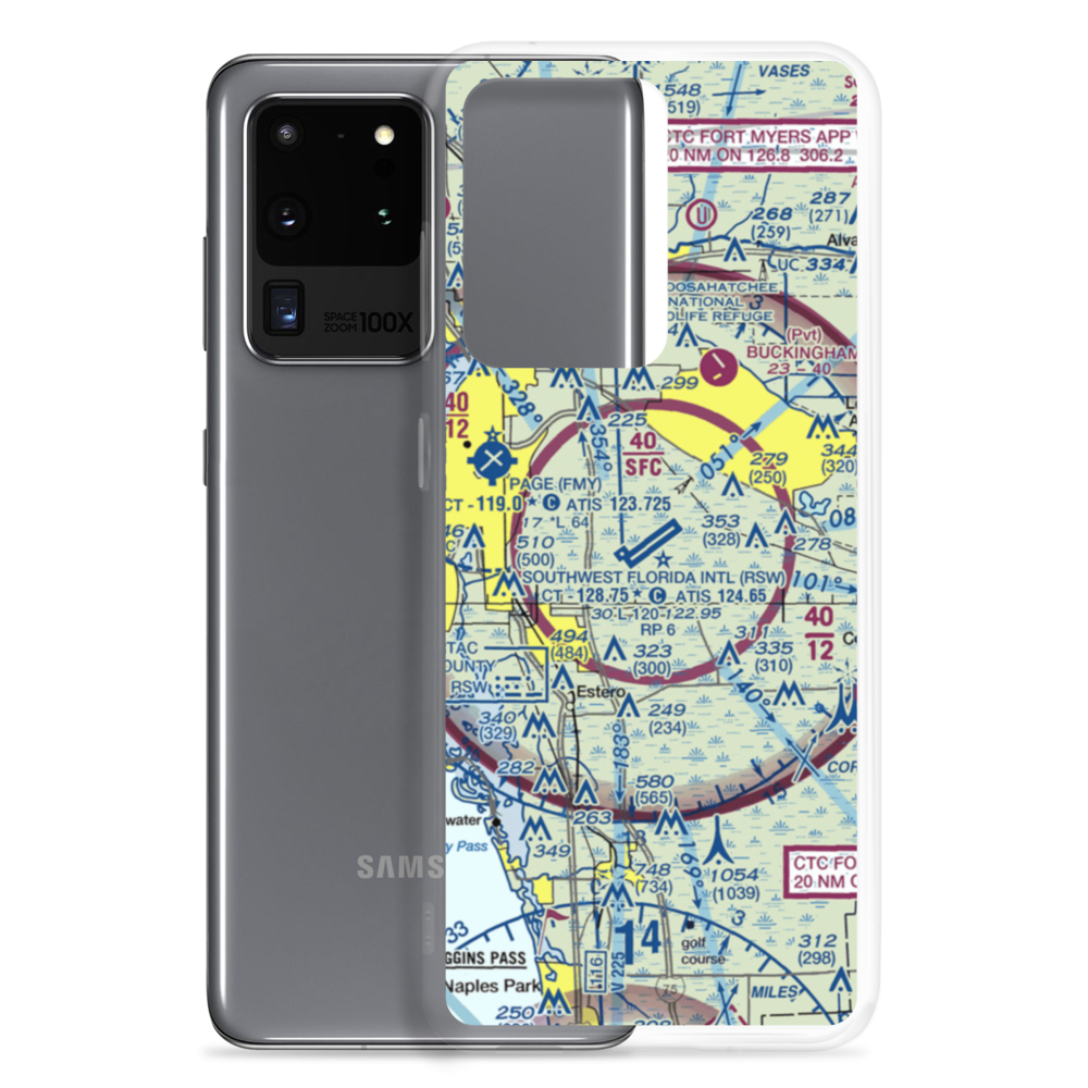 Southwest Florida International Airport (RSW) VFR Sectional Samsung Case Samsung Galaxy S20 Ultra model shown