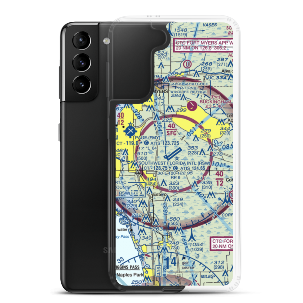 Southwest Florida International Airport (RSW) VFR Sectional Samsung Case Samsung Galaxy S21 Plus model shown