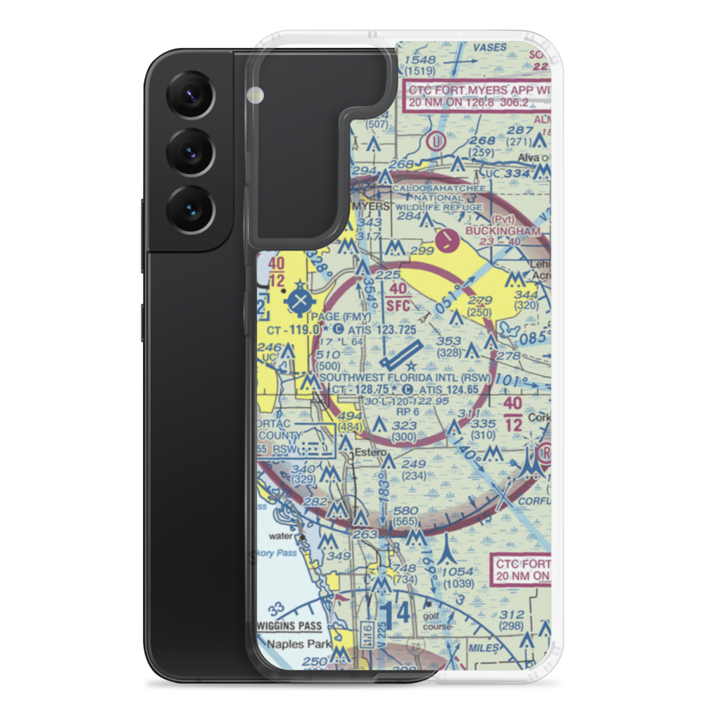 Southwest Florida International Airport (RSW) VFR Sectional Samsung Case Samsung Galaxy S22 Plus model shown