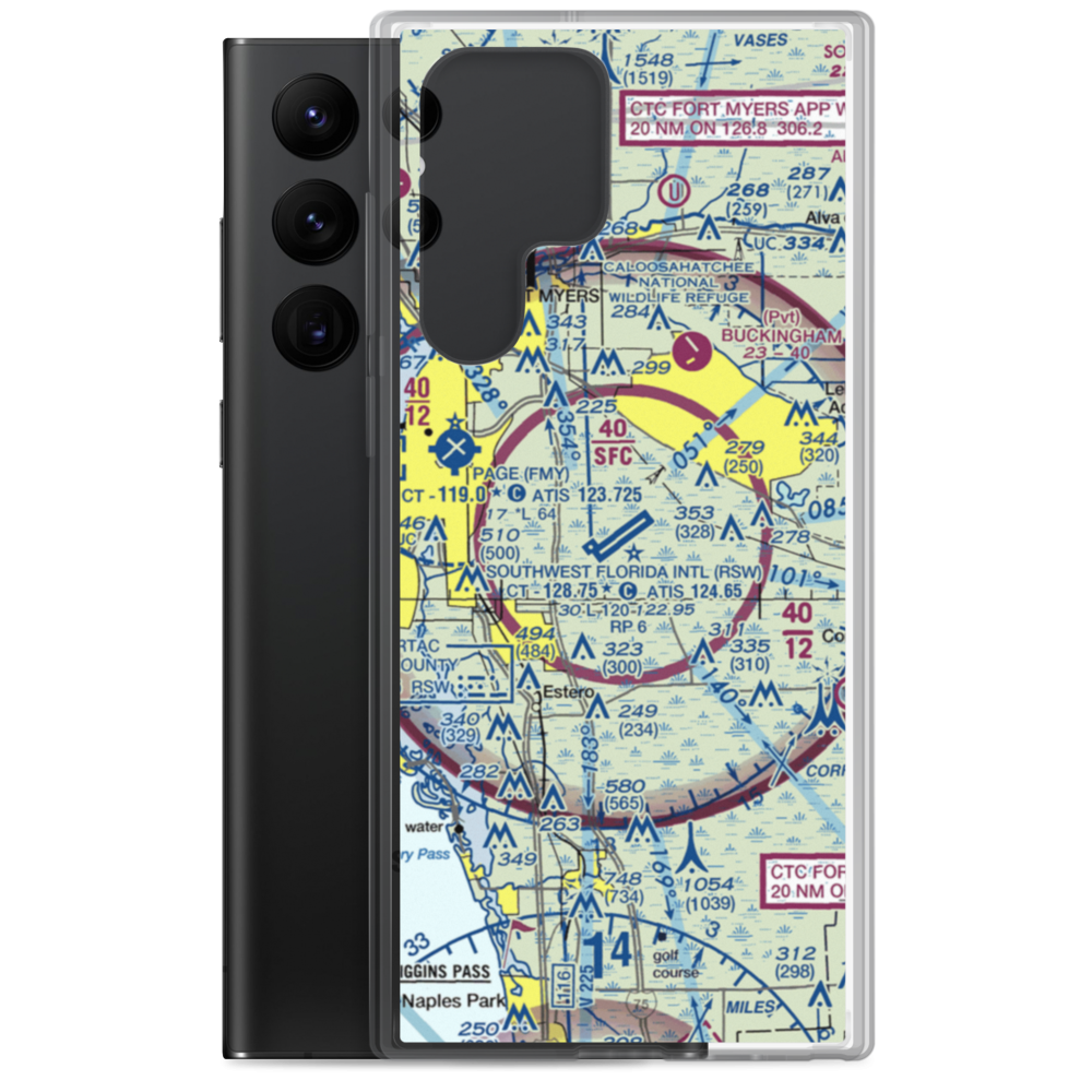 Southwest Florida International Airport (RSW) VFR Sectional Samsung Case Samsung Galaxy S22 Ultra model shown