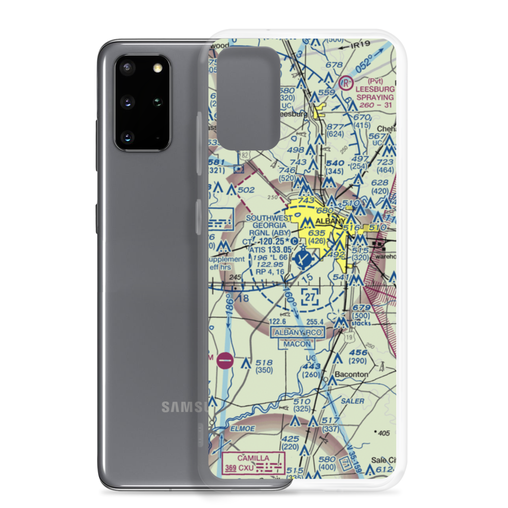 Southwest Georgia Regional Airport (ABY) VFR Sectional Samsung Case Samsung Galaxy S20 Plus model shown