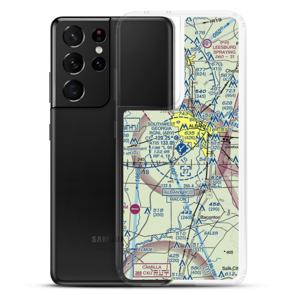 Southwest Georgia Regional Airport (ABY) VFR Sectional Samsung Case Samsung Galaxy S21 Ultra model shown