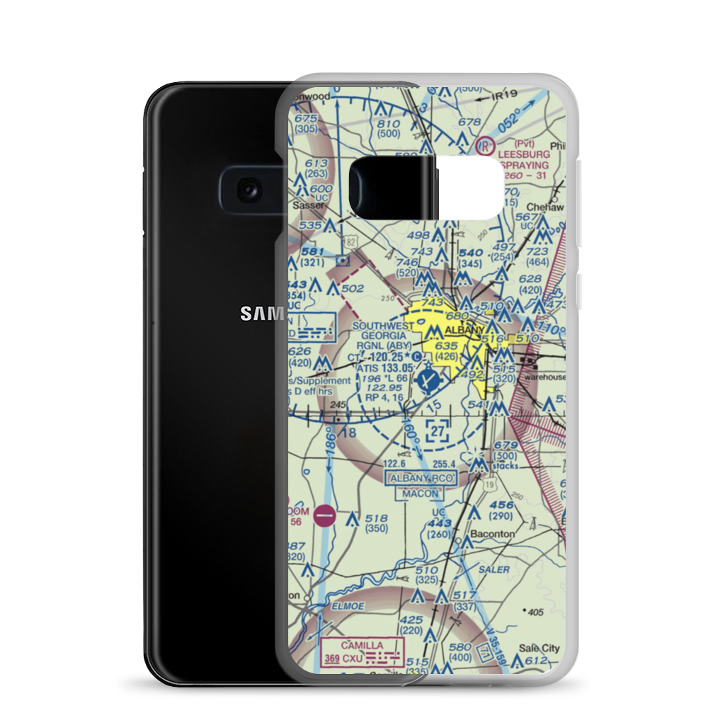Southwest Georgia Regional Airport (ABY) VFR Sectional Samsung Case Samsung Galaxy S10e model shown
