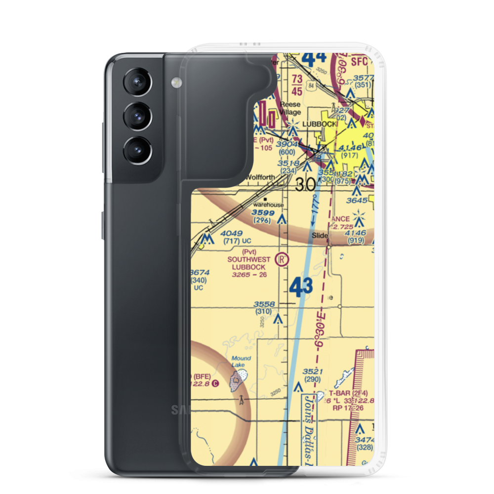 Southwest Lubbock Airport (96TS) VFR Sectional Samsung Case Samsung Galaxy S21 model shown