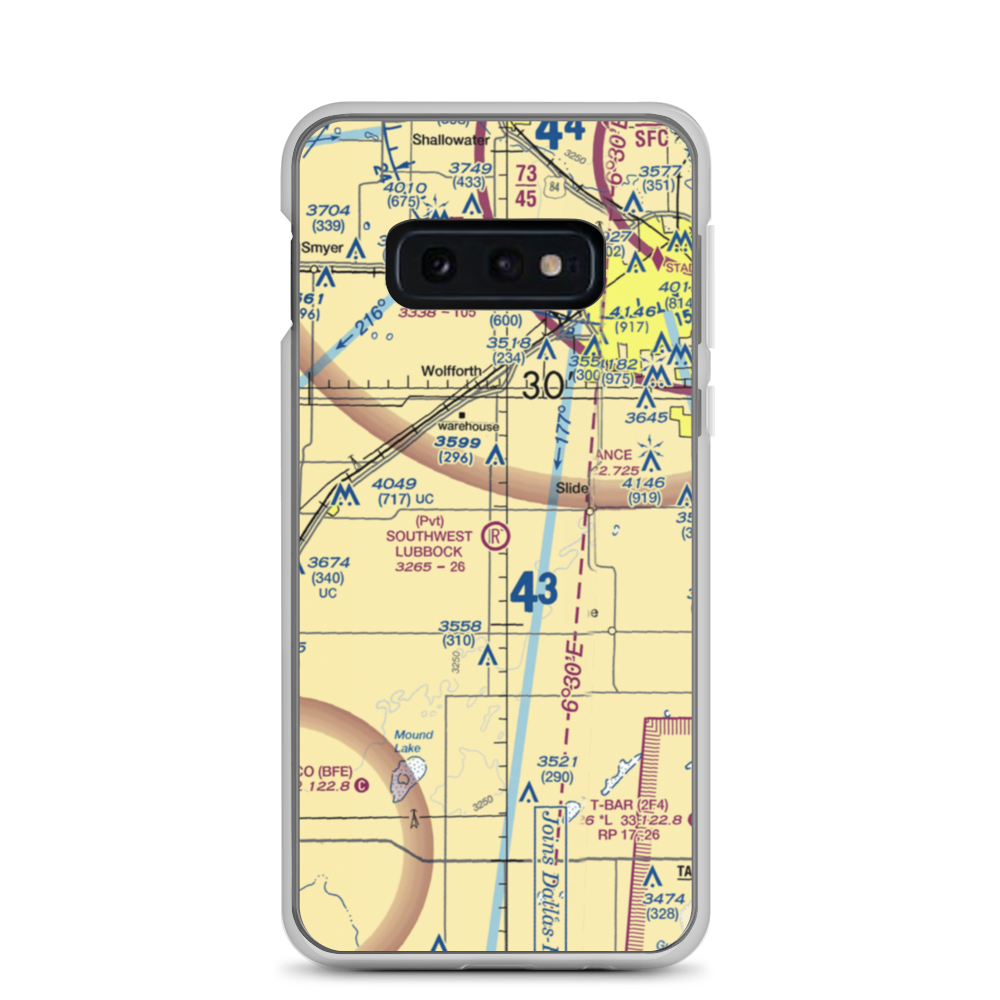 Southwest Lubbock Airport (96TS) VFR Sectional Samsung Case Samsung Galaxy S10e model shown