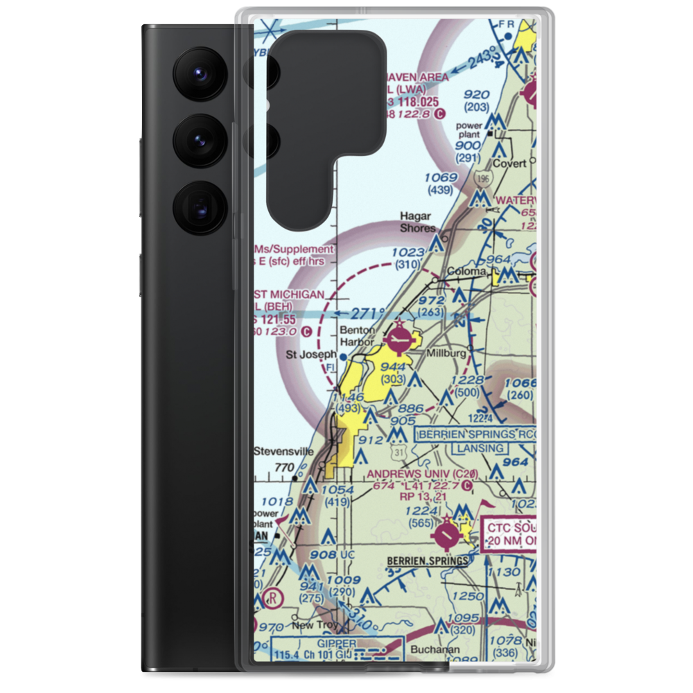 Southwest Michigan Regional Airport (BEH) VFR Sectional Samsung Case Samsung Galaxy S22 Ultra model shown