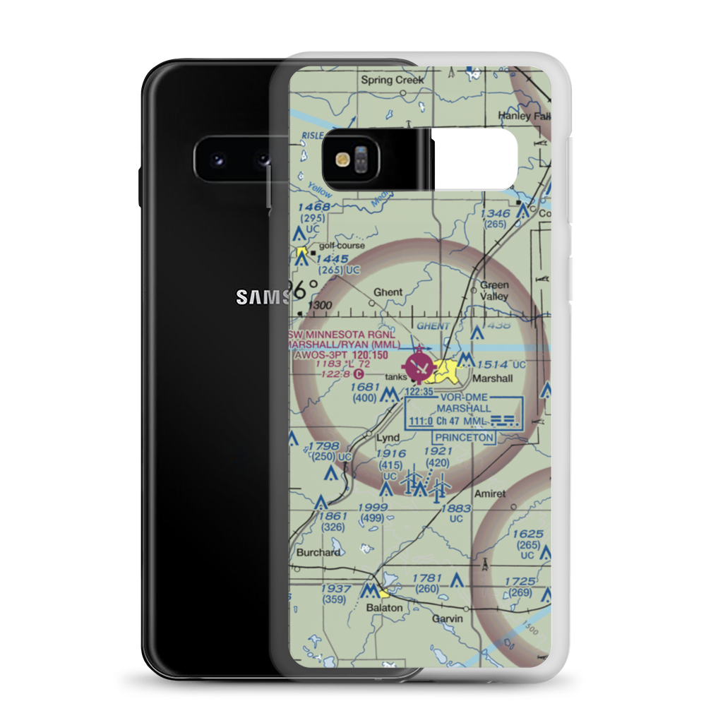 Southwest Minnesota Regional Airport - Marshall/Ryan Field (MML) VFR Sectional Samsung Case Samsung Galaxy S10 model shown