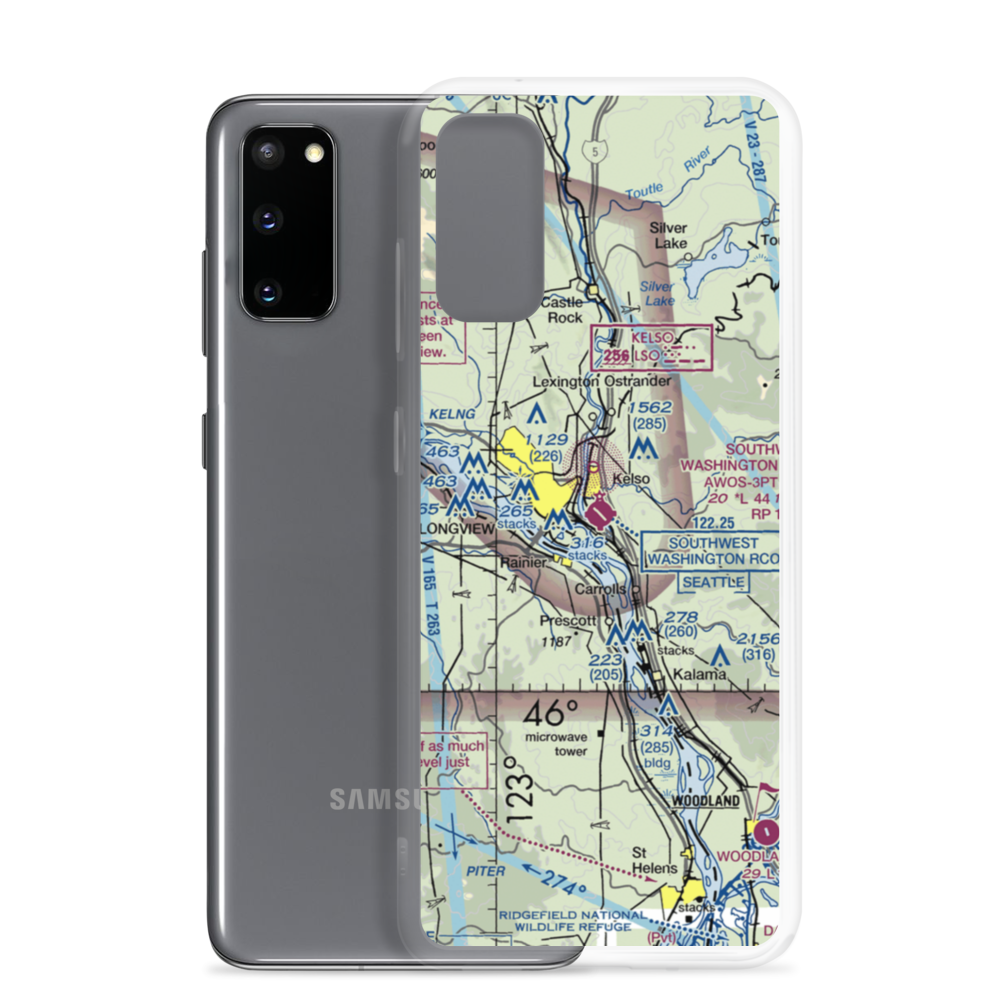 Southwest Washington Regional Airport (KLS) VFR Sectional Samsung Case Samsung Galaxy S20 model shown