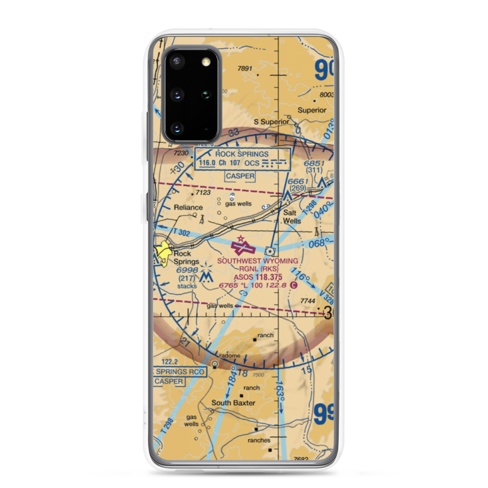 Southwest Wyoming Regional Airport (RKS) VFR Sectional Samsung Case Samsung Galaxy S20 Plus model shown
