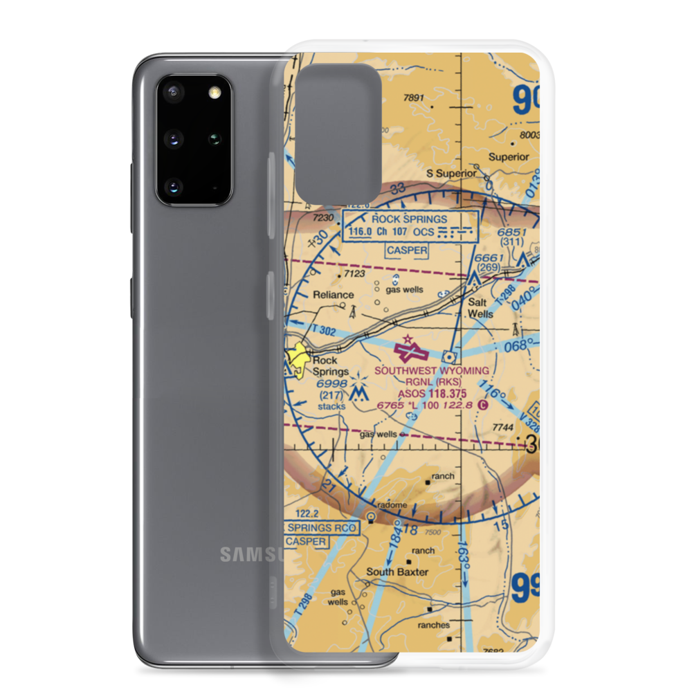 Southwest Wyoming Regional Airport (RKS) VFR Sectional Samsung Case Samsung Galaxy S20 Plus model shown