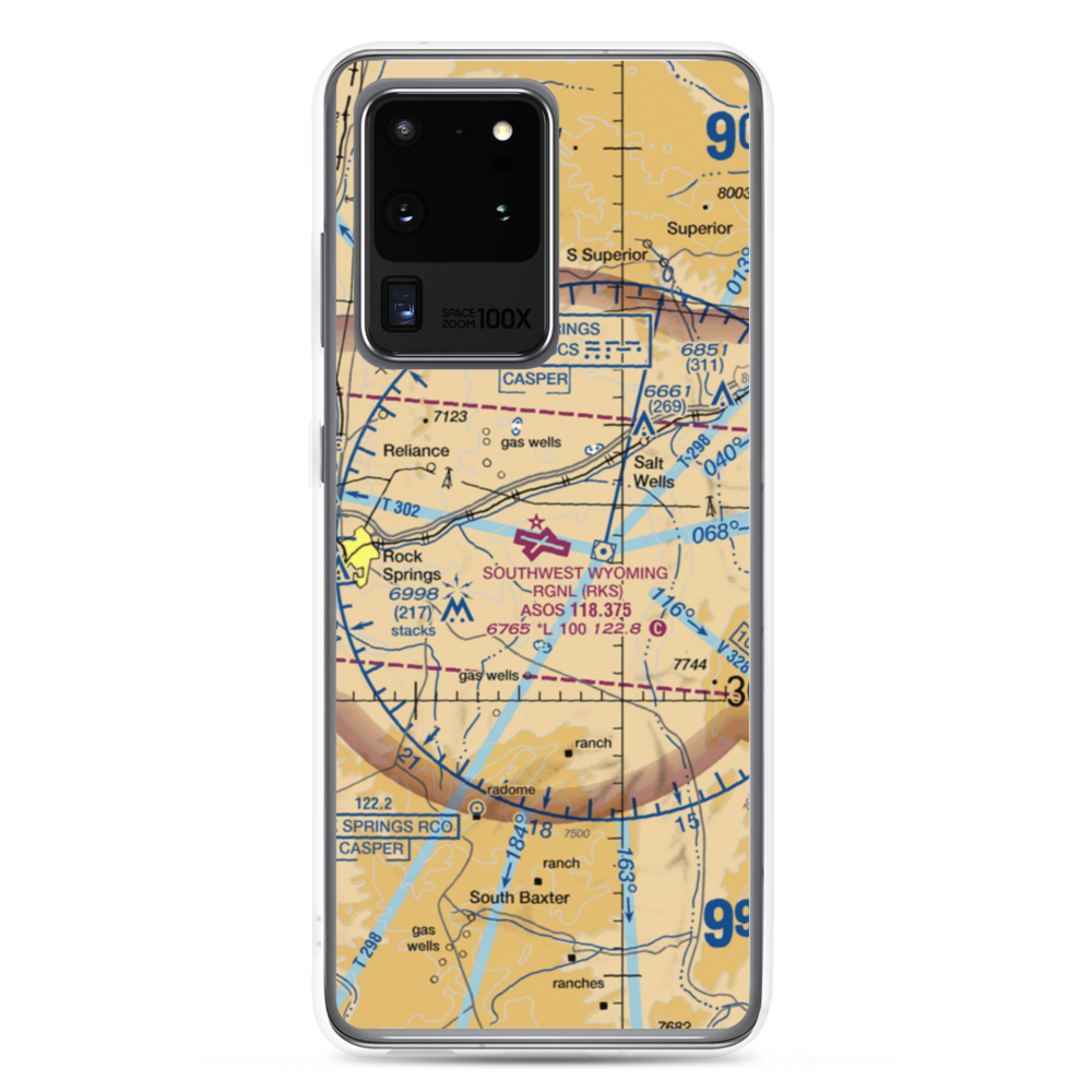 Southwest Wyoming Regional Airport (RKS) VFR Sectional Samsung Case Samsung Galaxy S20 Ultra model shown