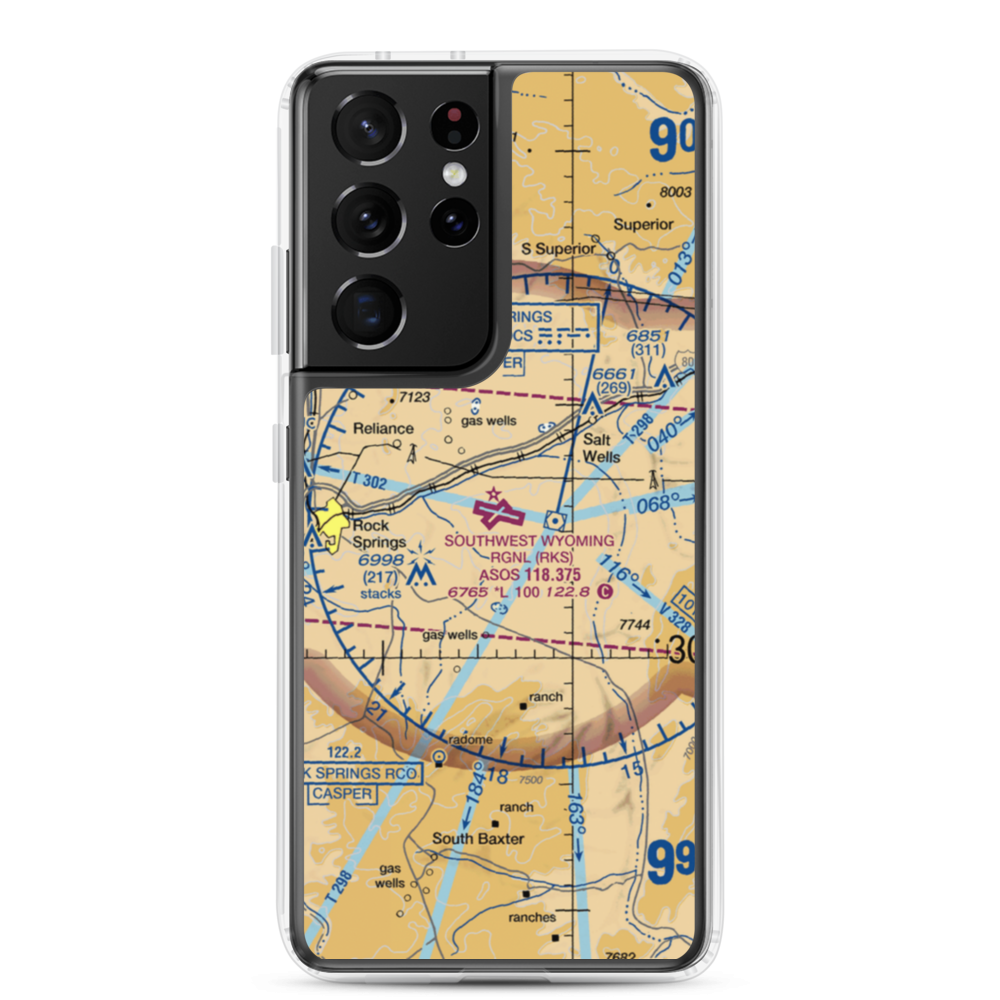 Southwest Wyoming Regional Airport (RKS) VFR Sectional Samsung Case Samsung Galaxy S21 Ultra model shown