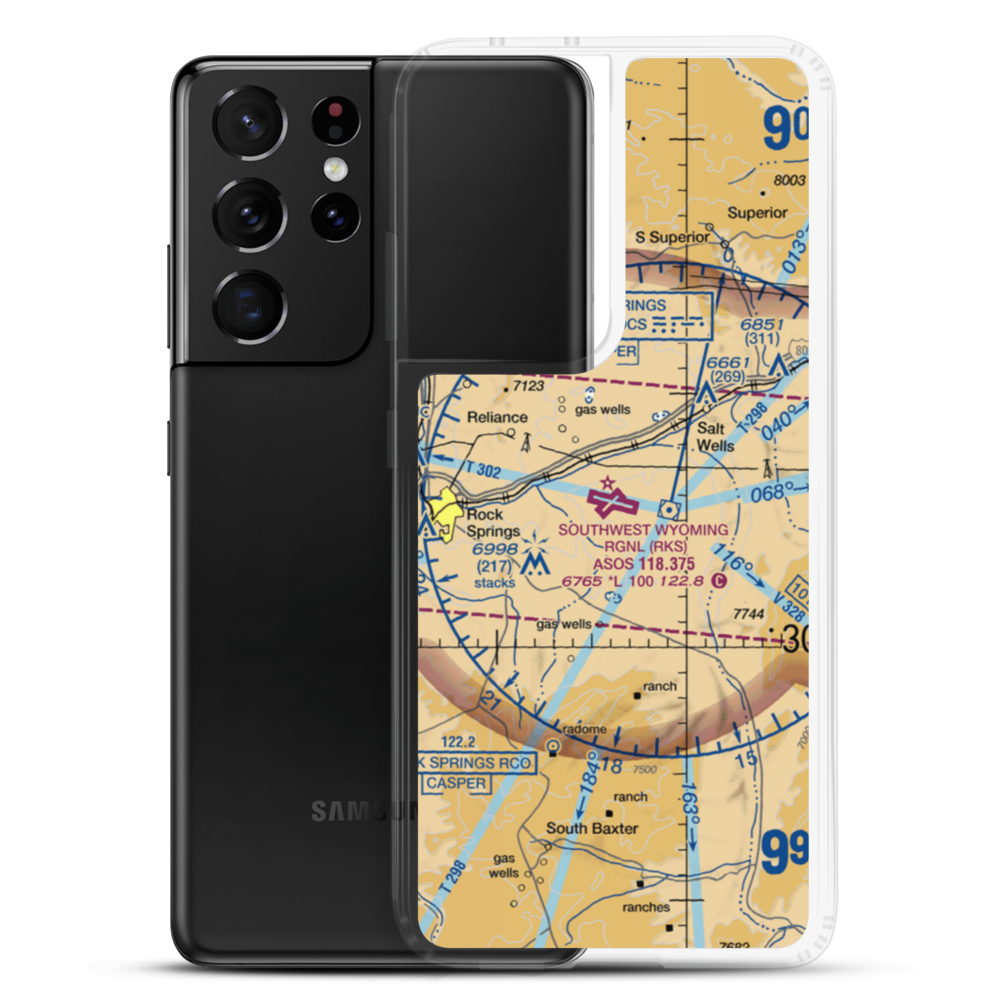 Southwest Wyoming Regional Airport (RKS) VFR Sectional Samsung Case Samsung Galaxy S21 Ultra model shown