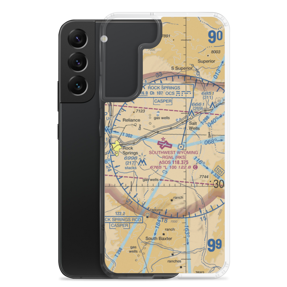 Southwest Wyoming Regional Airport (RKS) VFR Sectional Samsung Case Samsung Galaxy S22 Plus model shown