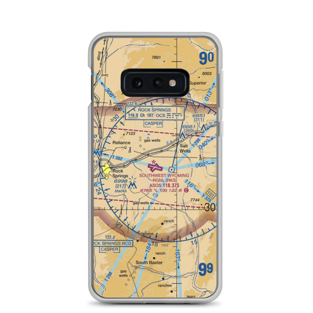 Southwest Wyoming Regional Airport (RKS) VFR Sectional Samsung Case Samsung Galaxy S10e model shown
