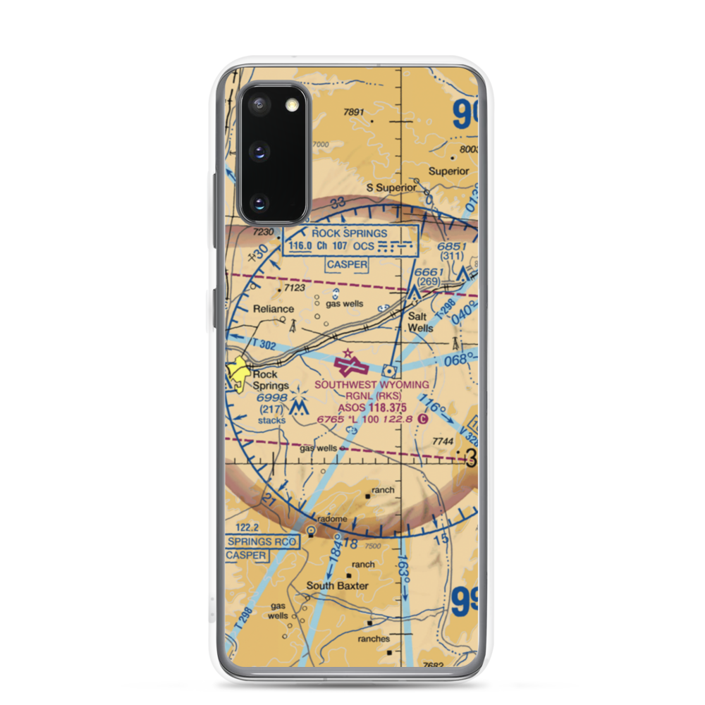 Southwest Wyoming Regional Airport (RKS) VFR Sectional Samsung Case Samsung Galaxy S20 model shown