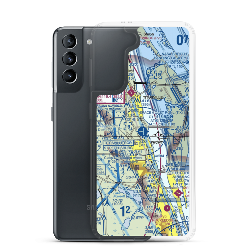 Space Coast Regional Airport (TIX) VFR Sectional Samsung Case Samsung Galaxy S21 model shown
