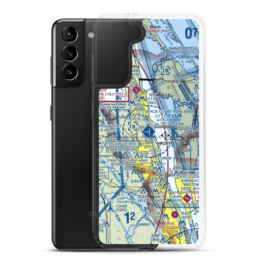 Space Coast Regional Airport (TIX) VFR Sectional Samsung Case Samsung Galaxy S21 Plus model shown
