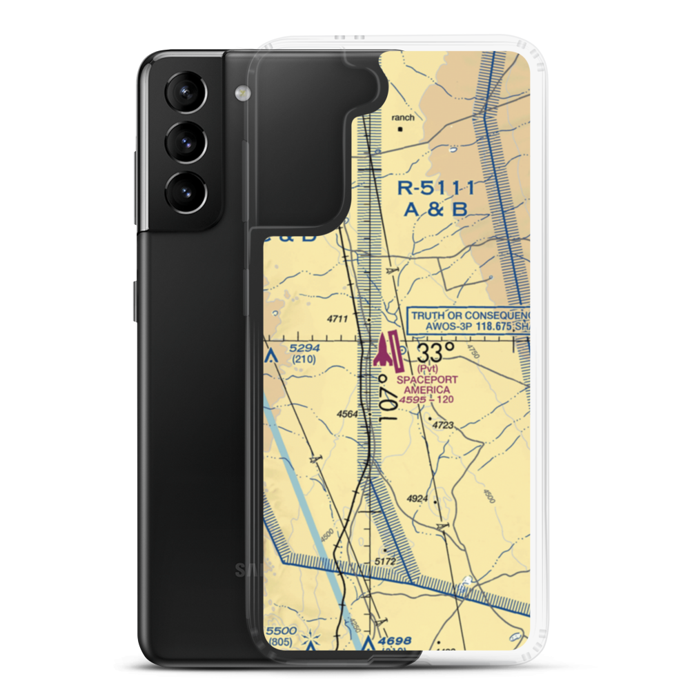 Spaceport America (90NM) VFR Sectional Samsung Case Samsung Galaxy S21 Plus model shown