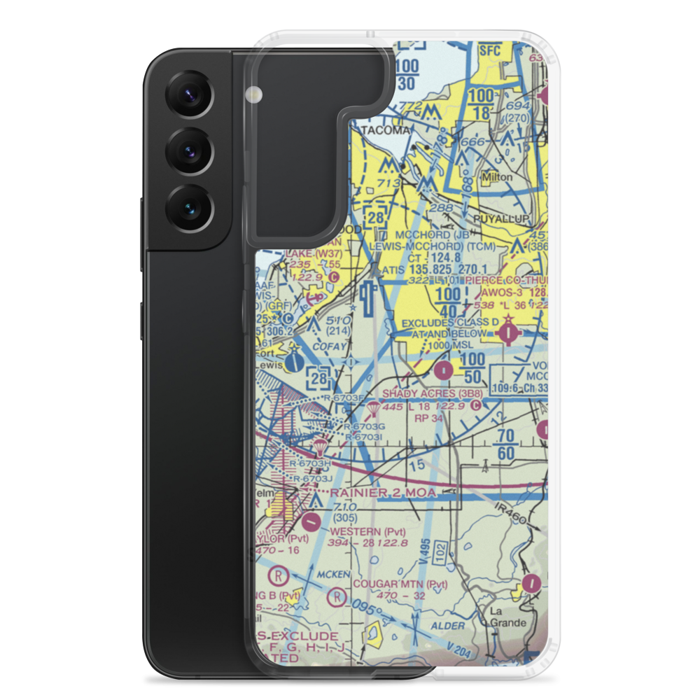 Spanaway Airport (S44) VFR Sectional Samsung Case Samsung Galaxy S22 Plus model shown