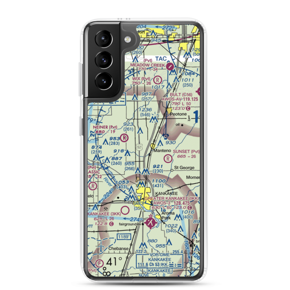 Spangler Airport (58IL) VFR Sectional Samsung Case Samsung Galaxy S21 Plus model shown