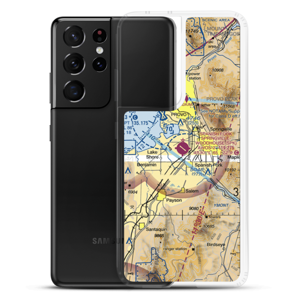 Spanish Fork-Springville-Woodhouse Field Airport (SPK) VFR Sectional Samsung Case Samsung Galaxy S21 Ultra model shown