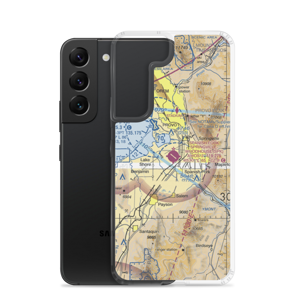 Spanish Fork-Springville-Woodhouse Field Airport (SPK) VFR Sectional Samsung Case Samsung Galaxy S22 model shown