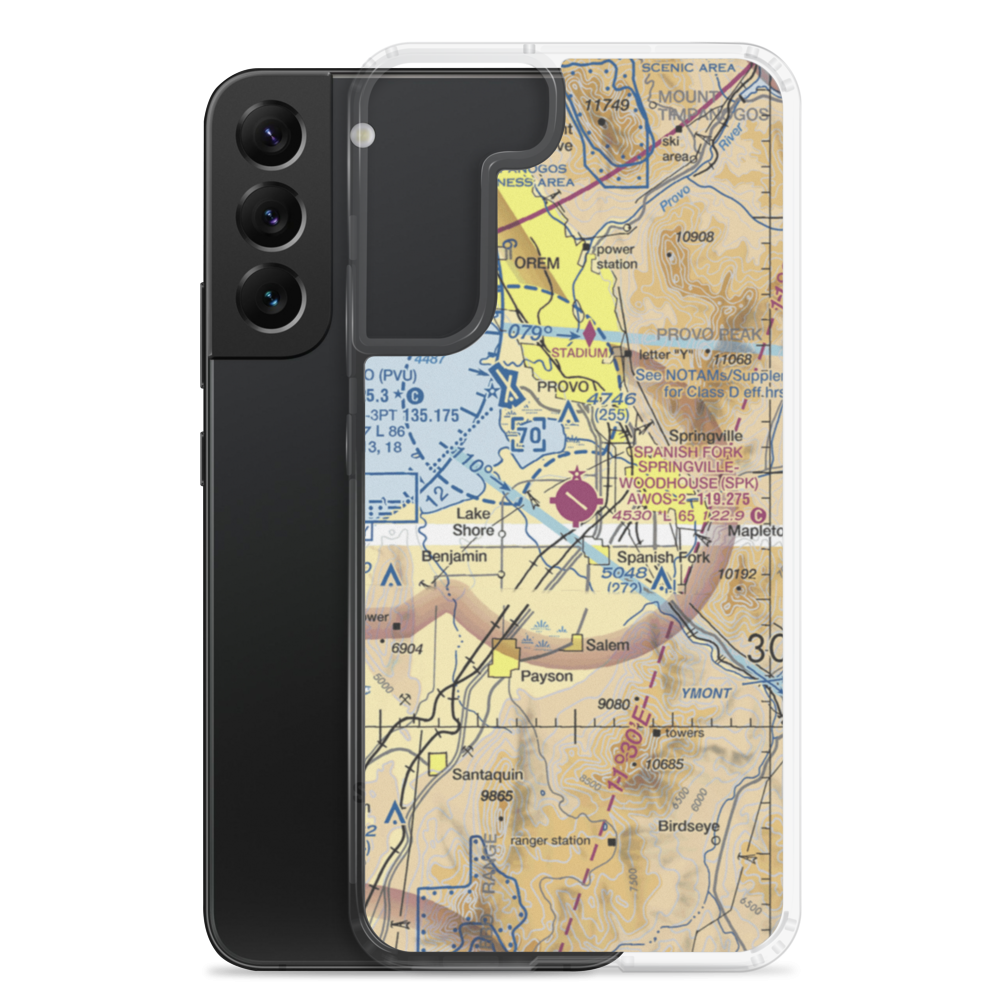 Spanish Fork-Springville-Woodhouse Field Airport (SPK) VFR Sectional Samsung Case Samsung Galaxy S22 Plus model shown