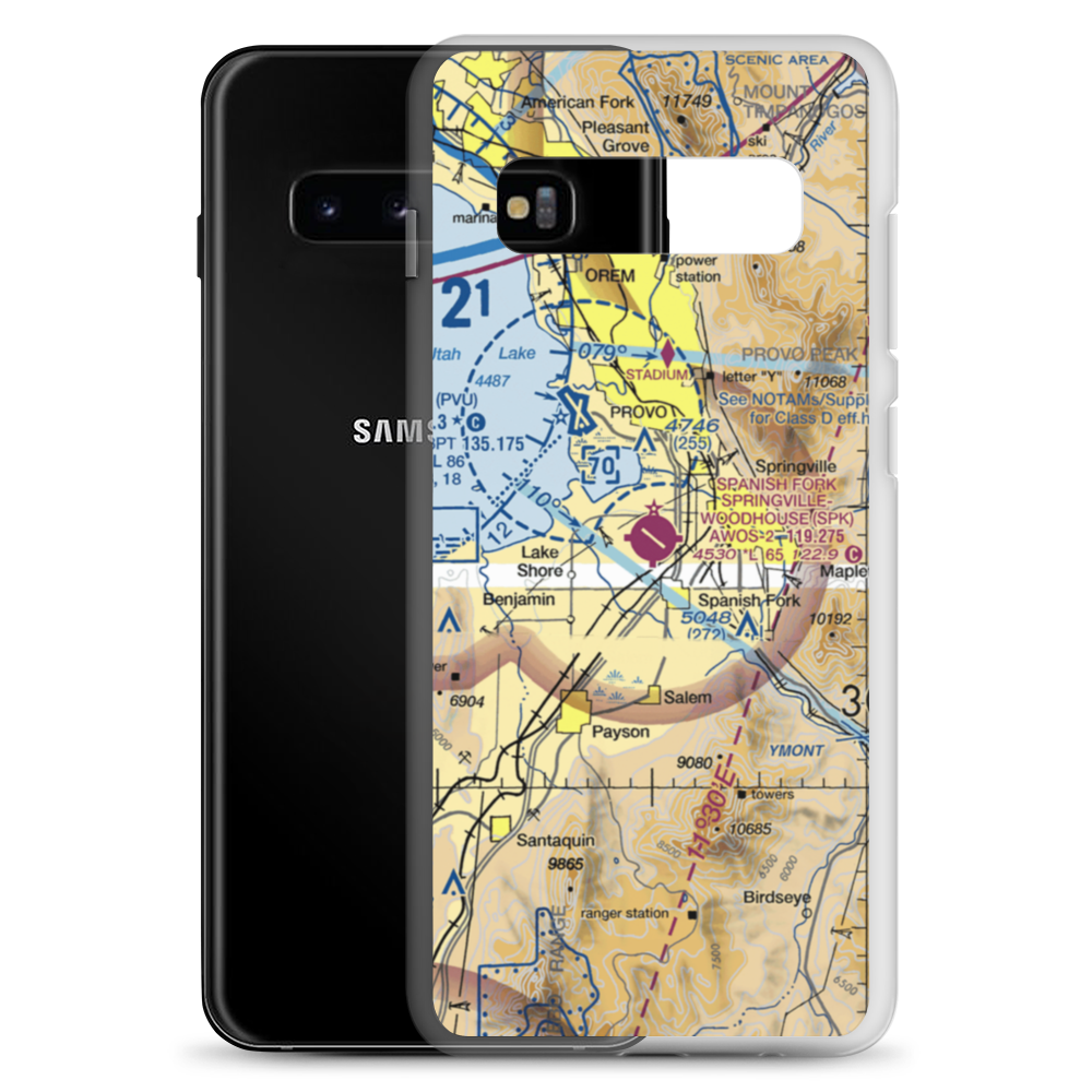 Spanish Fork-Springville-Woodhouse Field Airport (SPK) VFR Sectional Samsung Case Samsung Galaxy S10+ model shown