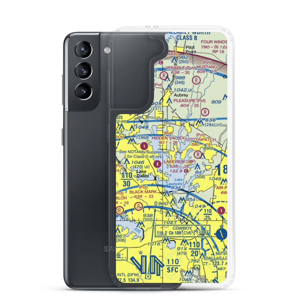 Spanish Oaks Airport (76TX) VFR Sectional Samsung Case Samsung Galaxy S21 model shown