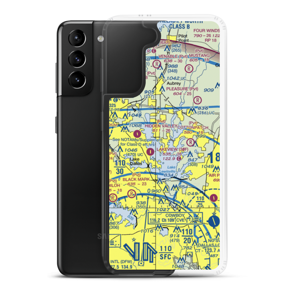 Spanish Oaks Airport (76TX) VFR Sectional Samsung Case Samsung Galaxy S21 Plus model shown