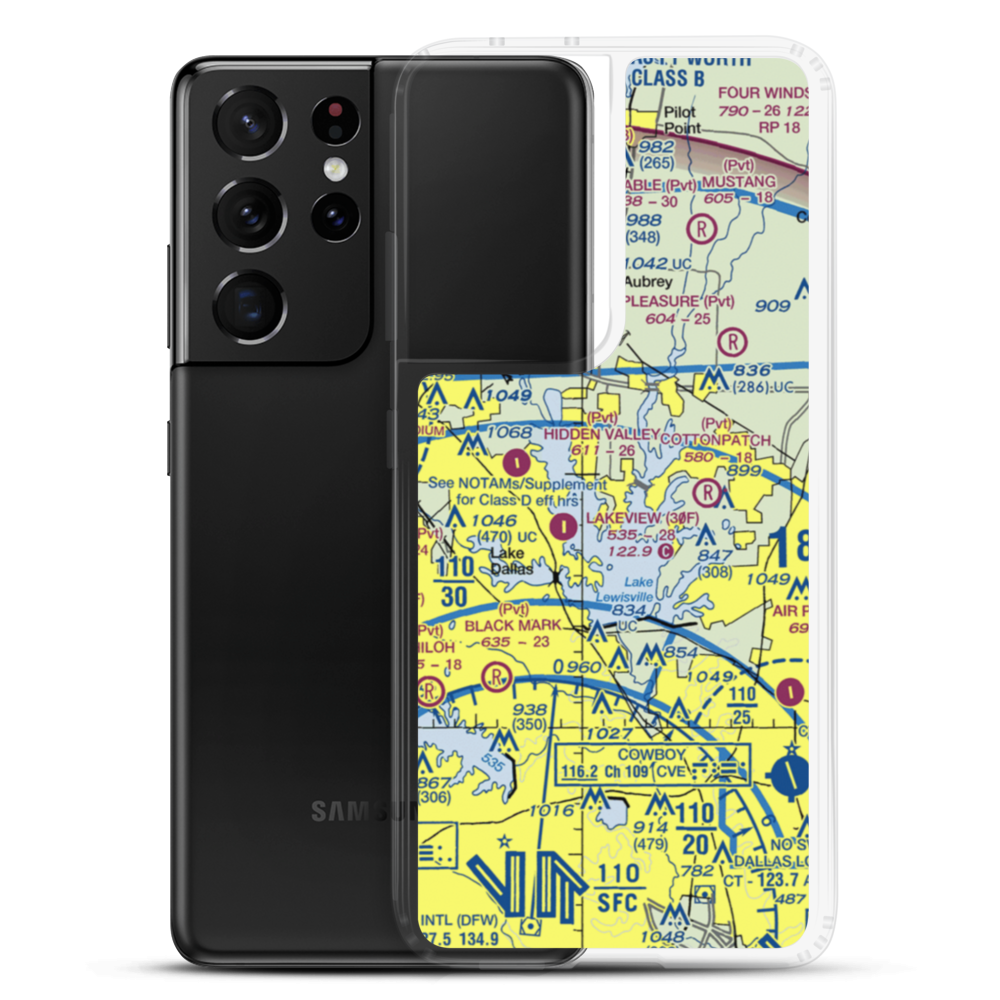 Spanish Oaks Airport (76TX) VFR Sectional Samsung Case Samsung Galaxy S21 Ultra model shown