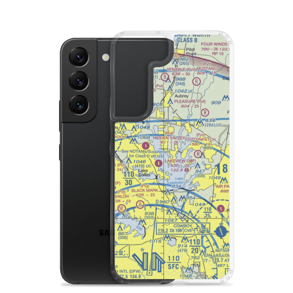 Spanish Oaks Airport (76TX) VFR Sectional Samsung Case Samsung Galaxy S22 model shown
