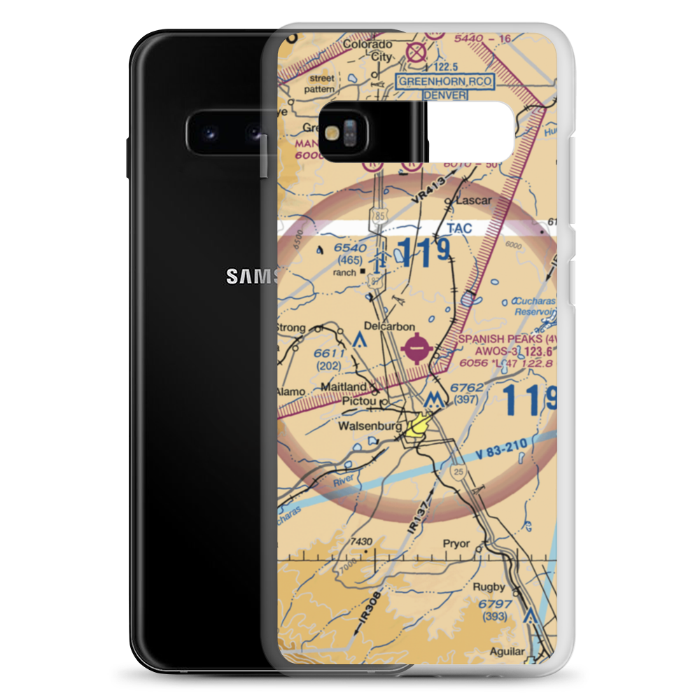 Spanish Peaks Airfield (4V1) VFR Sectional Samsung Case Samsung Galaxy S10+ model shown