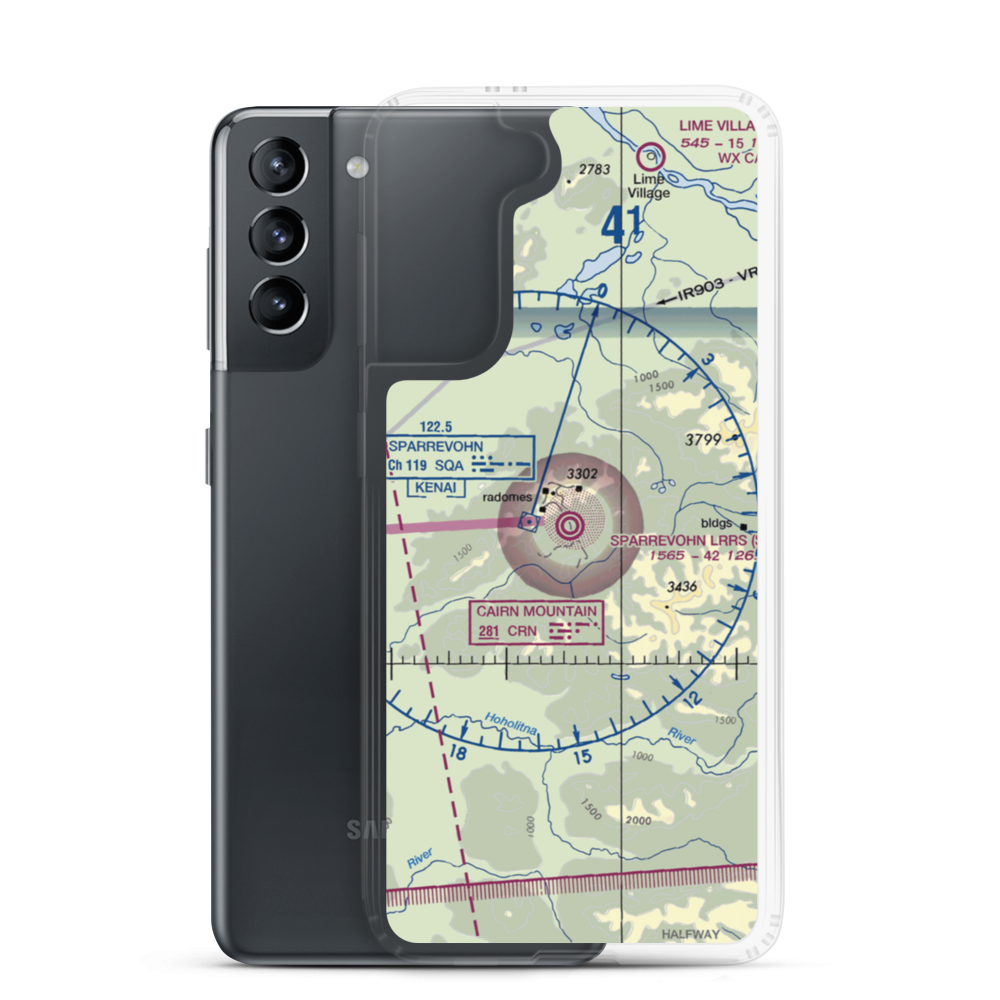 Sparrevohn LRRS Airport (SVW) VFR Sectional Samsung Case Samsung Galaxy S21 model shown