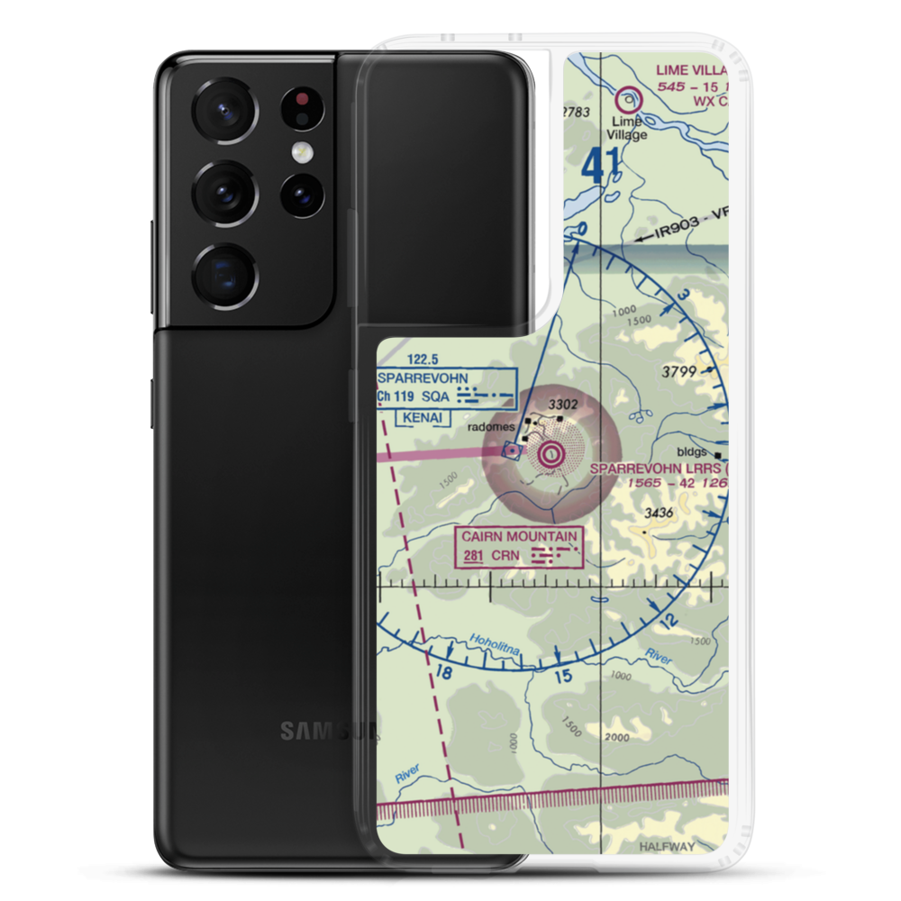 Sparrevohn LRRS Airport (SVW) VFR Sectional Samsung Case Samsung Galaxy S21 Ultra model shown