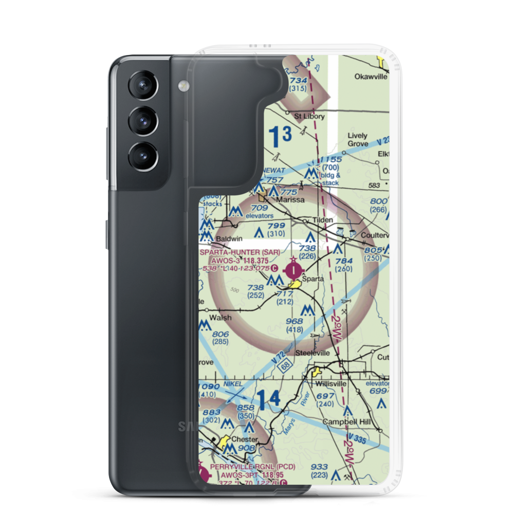 Sparta Community Hunter Field (SAR) VFR Sectional Samsung Case Samsung Galaxy S21 model shown