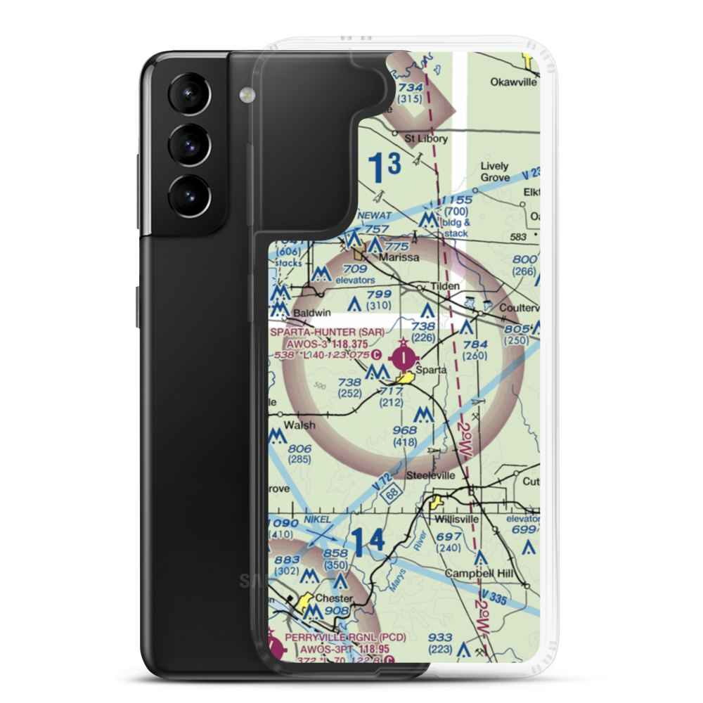 Sparta Community Hunter Field (SAR) VFR Sectional Samsung Case Samsung Galaxy S21 Plus model shown