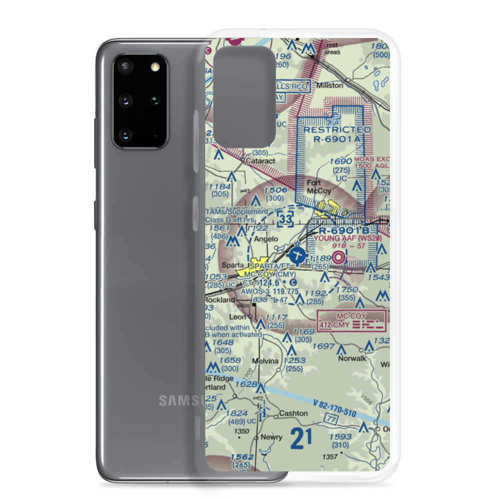 Sparta Fort Mc Coy Airport (CMY) VFR Sectional Samsung Case Samsung Galaxy S20 Plus model shown