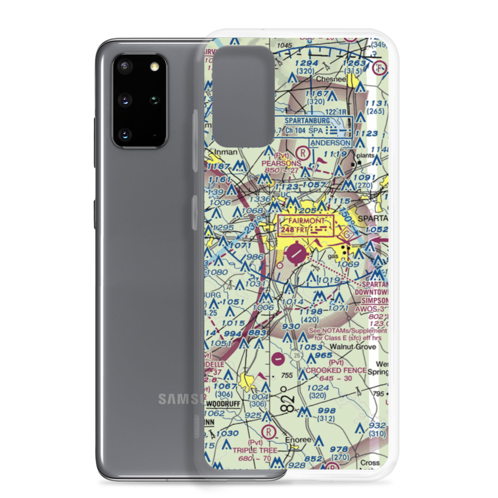 Spartanburg Downtown Memorial Airport (SPA) VFR Sectional Samsung Case Samsung Galaxy S20 Plus model shown